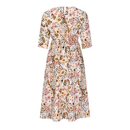 Tshirt Dress for Women 2024 Casual Plus Size Summer Midi Dress Boho Floral Print Loose Flowy Long Dresses with Pockets