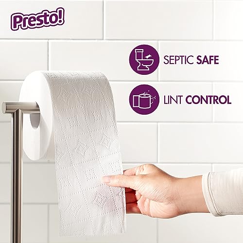 Amazon Brand - Presto! 308-Sheet Mega Roll 2-Ply Toilet Paper, Ultra-Strong, 24 Rolls (4 Packs of 6), Equivalent to 96 Regular Rolls, White