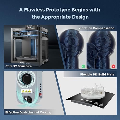 Amazon FLASHFORGE AD5M 3D Printer Fully Auto Calibration Print with 1-Click Max 600mm/s Speed, All-Metal CoreXY Structure Precise Printing, Easy-Maintenance Quick-Swap Nozzle, Print Size 220x220x220mm