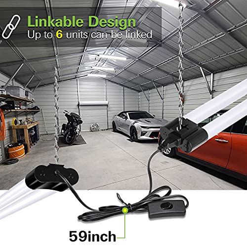 4 Pack Linkable LED Shop Light, 4FT 42W [250W Equivalent], 4400lm, 5000K Daylight, with Plug, Utility Light Fixture, Hanging or Surface Mount, Black (Sold Exclusively by Weize， other are Scammers)