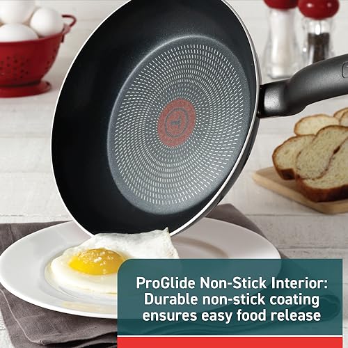 T-fal Initiatives Nonstick Cookware Set 6 Piece Oven Safe 350F Cookware, Pots and Pans, Oven, Broil, Dishwasher Safe Gray