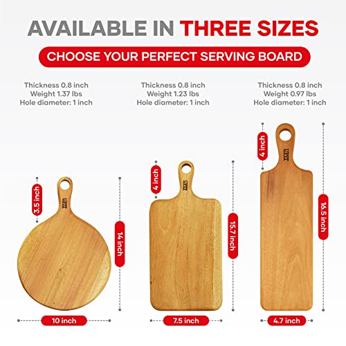 UPIT Wood Serving Tray - Cutting Boards with Handle - Serving Tray Serves for Cheese, Pizza & Fruits - Chopping Board for Meat & Fish - Cutting Boards for Kitchen & Housewarming Gift (Long Slim)