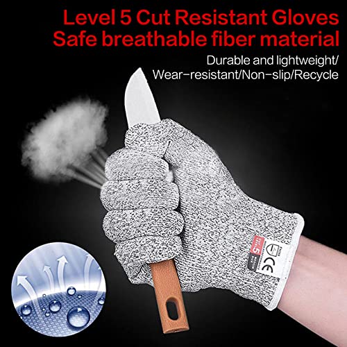 mearens Cut Resistant Gloves, Food Grade Safety Gloves Kitchen Anti Cut Gloves for Cutting, Level 5 Proof Cutting Work Gloves