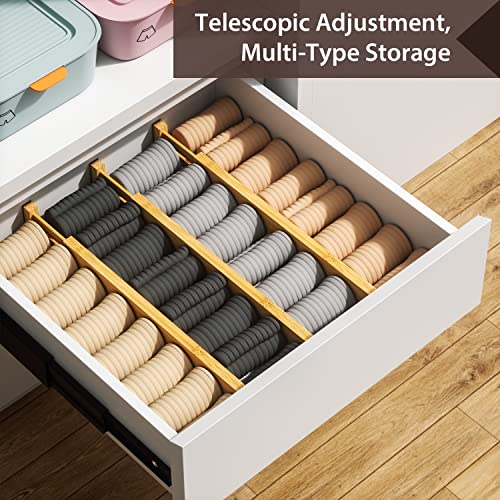 Amazon 4 PCS Drawer Divider, 17"-22" Adjustable Bamboo Drawer Dividers Organizers, Expandable Separators for Kitchen, Clothes, Dressers, Home, Office
