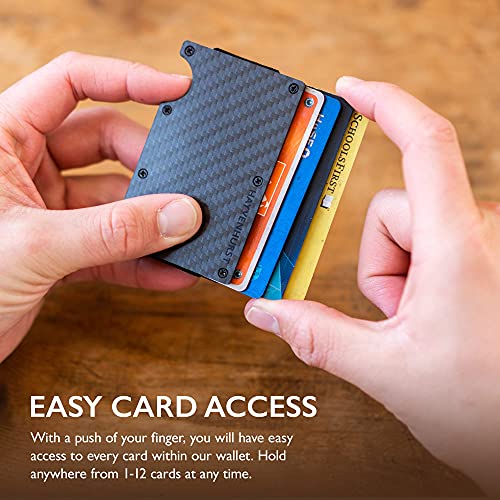 Hayvenhurst Slim Wallet For Men - Front Pocket RFID Blocking Minimalist Wallet For Men - Metal Wallet With Money Clip For Men (Carbon Fiber)