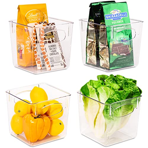 Sorbus Acrylic Organizers - Small Plastic Storage Bins for Kitchen, Cabinet Organizer, Can Organizer for Pantry, Fridge & Refrigerator - Clear 4 Pack (5x5x5.5)