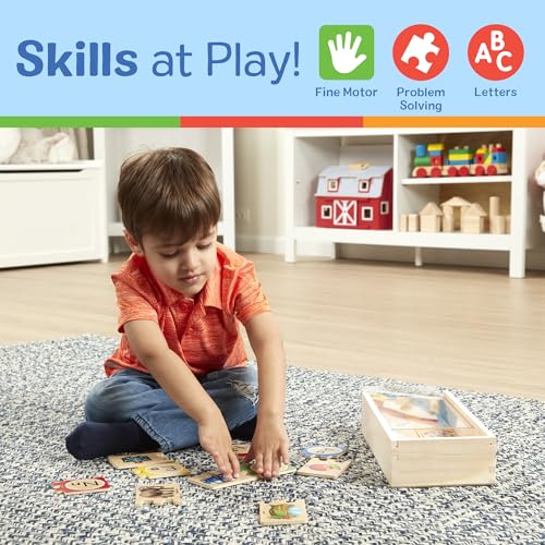 Amazon Melissa & Doug Self-Correcting Alphabet Puzzle (52 pcs) with Toy Storage Box, Wooden ABC Puzzles for Toddlers & Preschoolers, Montessori Learning Toys for Girls & Boys 4+