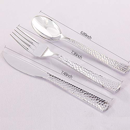 Supernal 180 pieces Silver Plastic Silverware,Disposable Plastic Silverware,Party Plastic Flatware,Perfect Plastic Silver Cutlery for Birthday,Party,Wedding