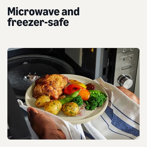 Amazon Amazon Basics Glazed Stoneware Dinnerware, Ceramic 12-Piece Set, 4 Full Place Settings, Dishwasher-Safe, Ivory