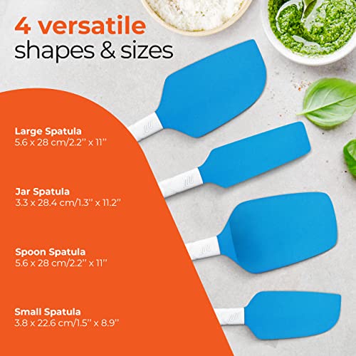 M KITCHEN Silicone Spatula Set - Heat Resistant & BPA Free - 4 Piece Nonstick Rubber Spatulas, Spoonula, Jar Scraper for Cooking, Baking, Mixing, Frosting - Dishwasher Safe Kitchen Utensils