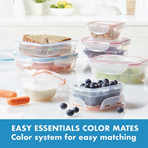 LOCK & LOCK Easy Essentials Color Mates Food Storage lids/Airtight containers, BPA Free, 14 Piece, Clear