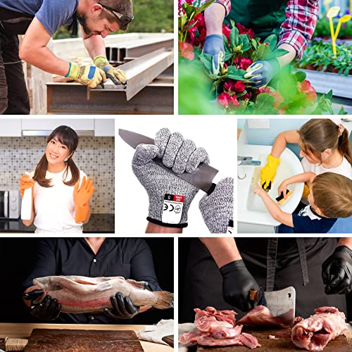 mearens Cut Resistant Gloves, Food Grade Safety Gloves Kitchen Anti Cut Gloves for Cutting, Level 5 Proof Cutting Work Gloves