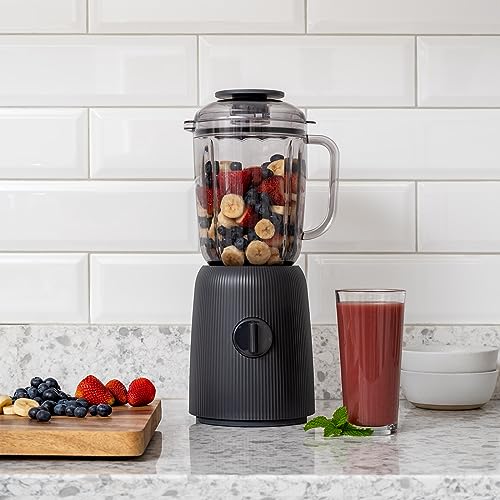 IRIS USA 3-Speed High-Power Professional-grade Countertop & Kitchen Blender - 50 oz Tritan Jar, Titanium-Coated Stainless Steel -Blades, Charcoal Black -for Smoothies, Frozen Drinks, Protein Shakes