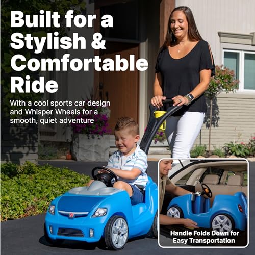 Amazon Step2 Whisper Ride II Buggy Kids Push Car, Ride On Toy, Stroller Substitute, Includes Seat Belt & Horn, Made of Durable Plastic, Max Weight 50 lbs., For Toddlers 1.5-4 Years Old, Blue