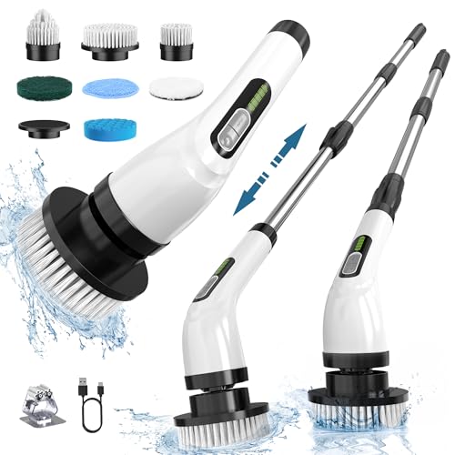 Electric Spin Scrubber for Cleaning Bathroom: Cordless Power Shower Scrubber - Electric Cleaning Brush for Tile Tub