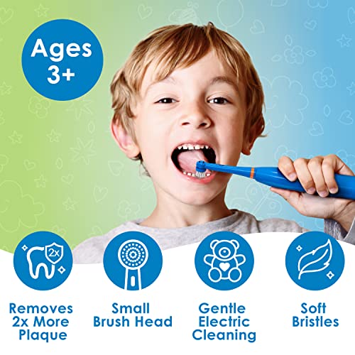 Brusheez® Kids’ Electric Toothbrush Set - Safe & Effective for Ages 3+ - Parent Tested & Approved with Gentle Bristles, 2 Brush Heads, Rinse Cup, 2-Minute Timer, & Storage Base (Buddy The Bear)