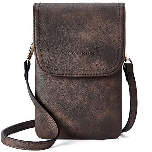BOSTANTEN Leather Small Crossbody Bags for Women Designer Cell Phone Bag Wallet Purses Adjustable Strap