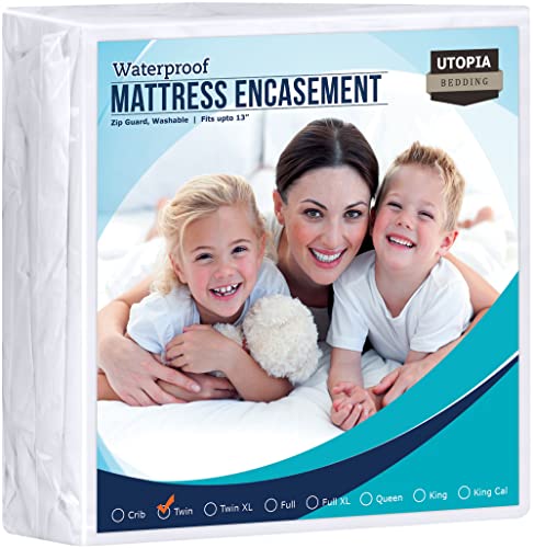 Utopia Bedding Zippered Mattress Encasement Twin - 100% Waterproof and Bed Bug Proof Mattress Protector - Absorbent, Six-Sided Mattress Cover