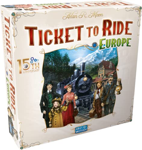 Ticket to Ride Europe 15th Anniversary DELUXE EDITION Board Game | Strategy Game | Family Game for Kids and Adults | Ages 8+ | 2-5 Players | Average Playtime 30-60 Minutes | Made by Days of Wonder