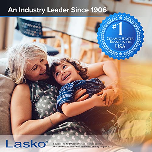 Lasko Oscillating Ceramic Tower Space Heater for Home with Adjustable Thermostat, Timer and Remote Control, 22.5 Inches, Grey/Black, 1500W, 751320