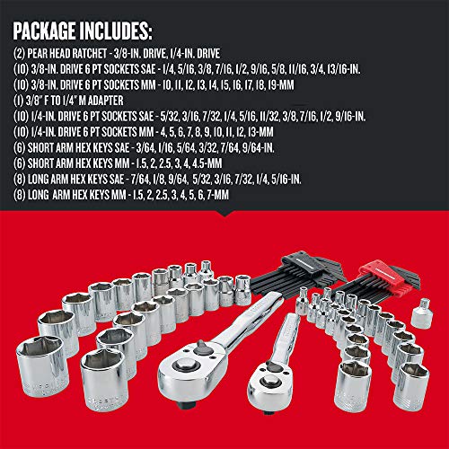 CRAFTSMAN VERSASTACK Socket Set, 71-Piece Mechanic Tool Set, 1/4" and 3/8" Drive, SAE/Metric (CMMT45071)