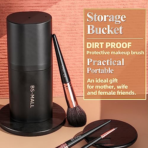 BS-MALL Makeup Brush Set 18 Pcs Premium Synthetic Foundation Powder Concealers Eye shadows Blush Makeup Brushes with black case (C-Rose)