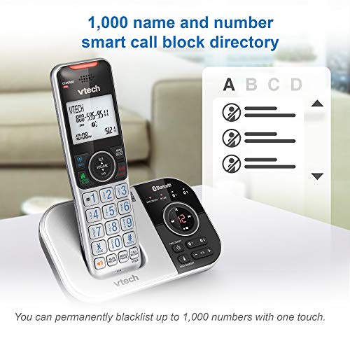 vtech VS112-4 DECT 6.0 Bluetooth 4 Handset Cordless Phone for Home with Answering Machine, Call Blocking, Caller ID, Intercom and Connect to Cell (Silver & Black)