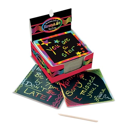 Melissa & Doug Scratch Art Rainbow Mini Notes (125) With Wooden Stylus - Color Scratch Art Mini Notes, Party Favors, Stocking Stuffers, Arts And Crafts For Kids