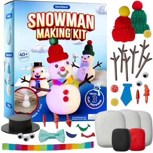 Snowman Making Kit for Kids - Build a Snow Man Craft Kits for Girls, Boys, Toddlers Ages 3+ Kid Winter Christmas Crafts Activities Stocking Stuffers Fun Toys Ideas for 3, 4, 5, 6, 7, 8 Year Old