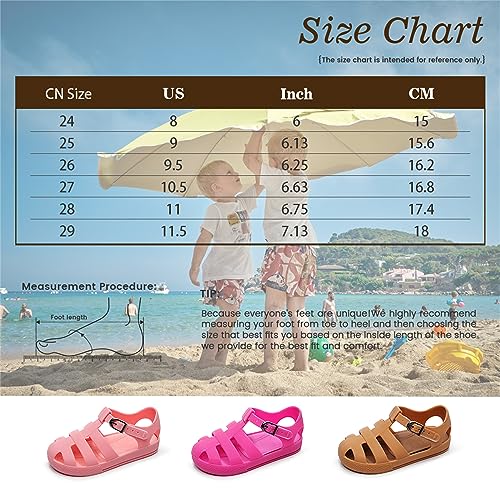 Peyarlie Toddler Girls Jelly Sandals Summer Outdoor Closed Toe Soft Rubber Sole Beach Water Shoes Mary Jane Dress Princess Flat