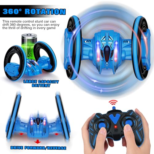 Remote Control Car, Two Wheel Rolling Stunt Car, 2.4GHz RC Crawlers with Light Music Drift, RC Cars for Kids Boys Girls Toy Gift Age 3 4 5 6 7 8-12 Year Old Birthday