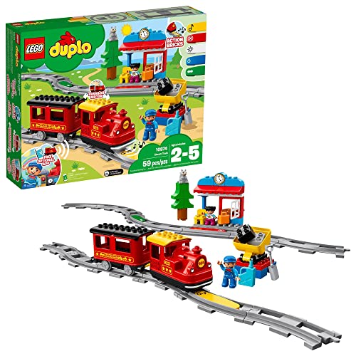 LEGO DUPLO Town Steam Train Set - Battery Powered Remote Control Train Toys for Toddlers - Learning Toy for Boys, Girls, and Kids 2-5 - Gifts for Birthdays & Holidays - 10874