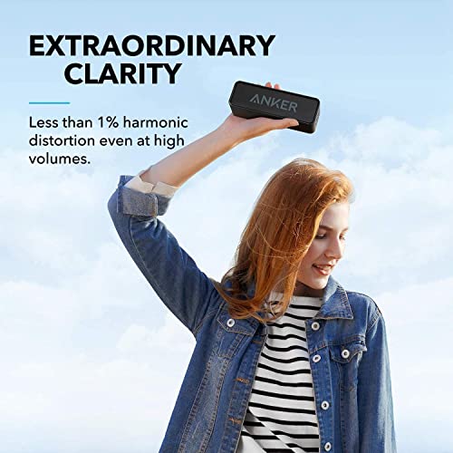 Upgraded, Anker Soundcore Bluetooth Speaker with IPX5 Waterproof, Stereo Sound, 24H Playtime, Portable Wireless Speaker for iPhone, Samsung and More