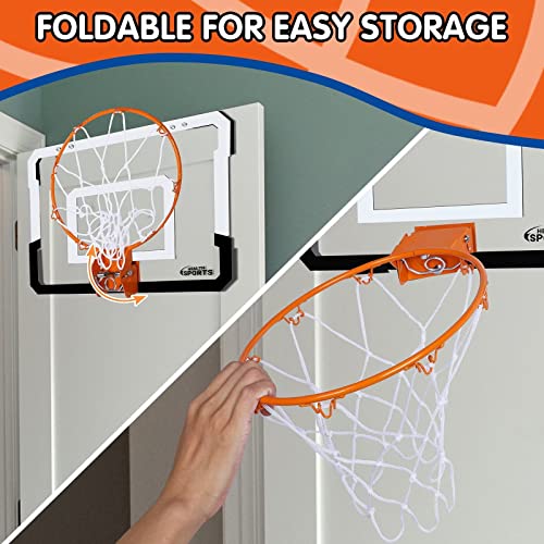 Indoor Mini Basketball Hoop for Door - Over The Door Basketball Hoop Indoor for Kid Small Basketball Hoop with 4 Balls, Foldable Basketball Hoop for Wall & Room Basketball Toy Gift for Boy Kids Teens