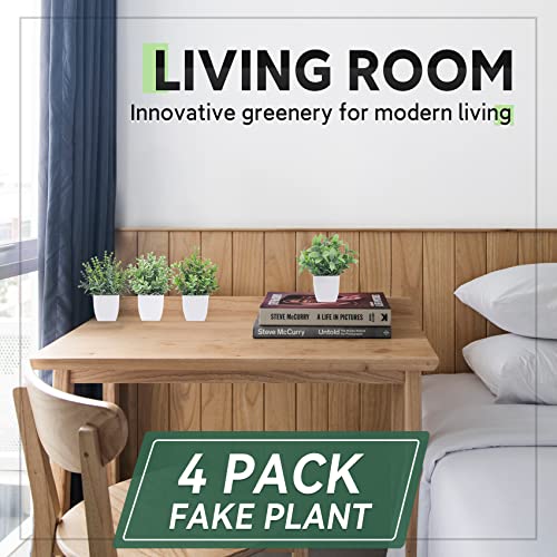Amazon Der Rose 4 Pack Fake Plants Mini Artificial Greenery Potted Plants for Home Decor Indoor Office Table Room Farmhouse Bathroom Decor
