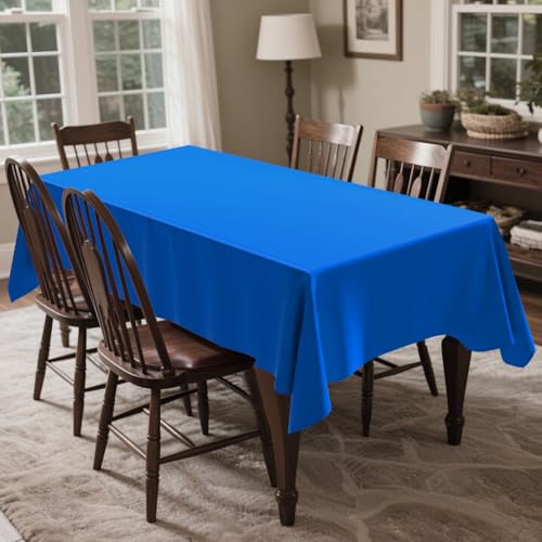 Amazon CXPSINC 54 Inch X 300 Feet Plastic Table Cover Roll Disposable Tablecloth with Slide Cutter for All Type/Shape Tables | Picnic, Party, Banquet, Birthdays, Weddings (Blue, 300 Feet)