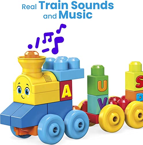 MEGA BLOKS Fisher-Price ABC Blocks Building Toy, ABC Musical Train with 50 Pieces, Music and Sounds for Toddlers, Gift Ideas for Kids Age 1+ Years