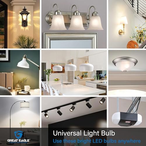 Amazon Great Eagle A19 LED Light Bulbs 60 Watt Equivalent - UL Listed - Cool White 4000K LED Light Bulb - 9W Non Dimmable, 800 Lumens (6 Pack)