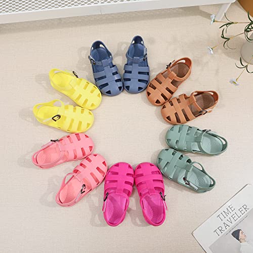 Peyarlie Toddler Girls Jelly Sandals Summer Outdoor Closed Toe Soft Rubber Sole Beach Water Shoes Mary Jane Dress Princess Flat