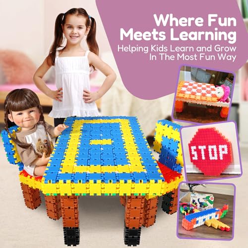 BEBLOX Building Blocks | Building Toys for Kids Ages 4-8 500-piece Set - Learning & Educational Fun Stem Toys - Birthday Gifts for Boys & Girls Age 4 5 6 7 8 9 10 11 & 12 Year Old Toys