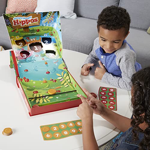 Hasbro Gaming Hungry Hungry Hippos Junior Board Game, Preschool Games Ages 3+, Kids Board Games for 2-4 Players, Kids Games, Counting & Number Game