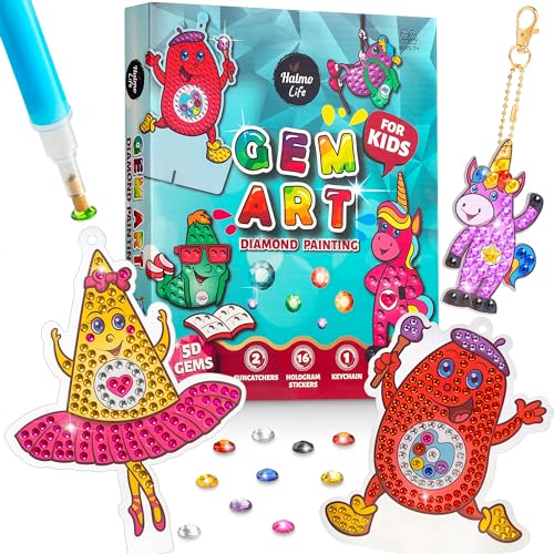 Amazon Halmolife Diamond Art Kit for Kids - Gem Painting Arts & Crafts Kits for Ages 6-12, Gifts for 6, 7, 8, 9, 10, 12 Year Old Boy & Girl - Girls Birthday Toys Gift Ideas - Craft Activities Age 6+