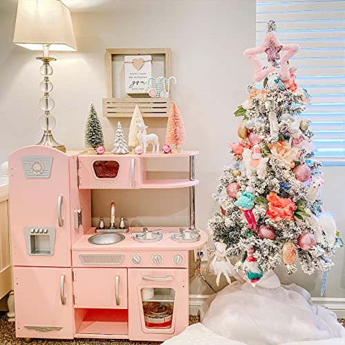 KidKraft Vintage Wooden Play Kitchen with Pretend Ice Maker and Play Phone, Pink