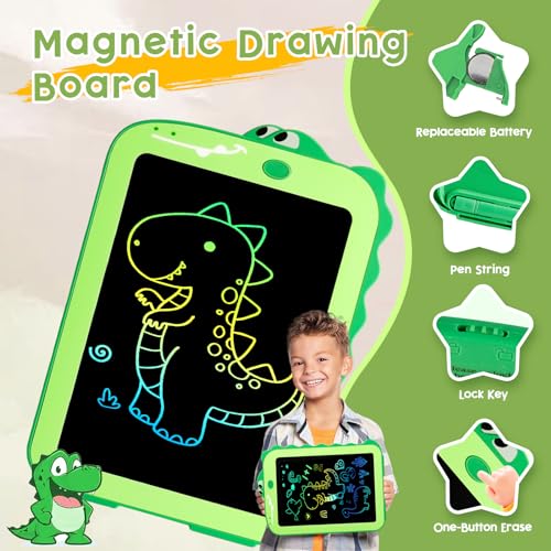 Teriph LCD Writing Tablet for Kids, Colorful Toddlers Toys Drawing Board, Educational Kid Toys, Doodle Pad Dinosaur Toys for 2 3 4 5 6 7 8 Year Old Boys Girls Christmas Birthday Gifts,8.5inch