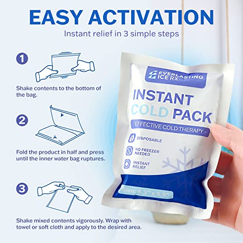 Amazon 50 Pack - Instant Cold Packs - Instant Ice Packs for Injuries | Disposable Cold Compress Ice Pack for Pain Relief, Swelling, Inflammation, Sprains, Toothache - Cold Pack for Athletes