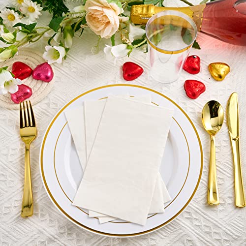 100 Pack Paper Napkins Guest Towels Disposable Premium Quality 3-ply Dinner Napkins Disposable Soft, Absorbent, Party Napkins Wedding Napkins for Kitchen, Parties, Dinners or Events（white)