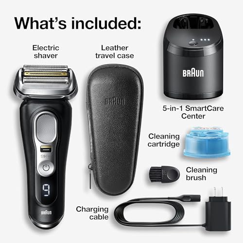 Braun Electric Razor,Waterproof Foil Shaver for Men,Series 9 Pro 9460cc,Wet & Dry Shave,With ProLift Beard Trimmer for Grooming,5-in-1 Cleaning & Charging SmartCare Center Included,Atelier Black