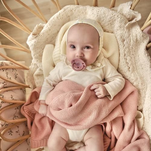 Organic Cotton Receiving Swaddle Blanket for Girls - 100% Luxury Soft Organic Cotton Knit Warm Cozy Stroller Crib Quilt Swaddle Blanket for Newborns Infants Babies & Toddlers (0-2Yrs - Sugar Plum)