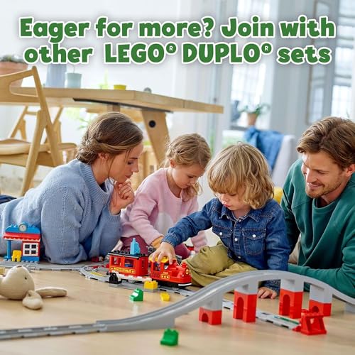 LEGO DUPLO Town Steam Train Set - Battery Powered Remote Control Train Toys for Toddlers - Learning Toy for Boys, Girls, and Kids 2-5 - Gifts for Birthdays & Holidays - 10874