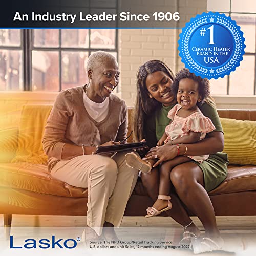 Lasko 29” Ceramic Tower Heater for Large Rooms, Whole Room Heating with Oscillation, Overheat Protection, Digital Display, Timer, Remote Control, 1500W, Black, 5586